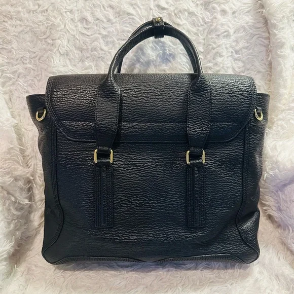 3.1 Philip Lim Black Calfskin Pashli Satchel - Picture 3 of 6